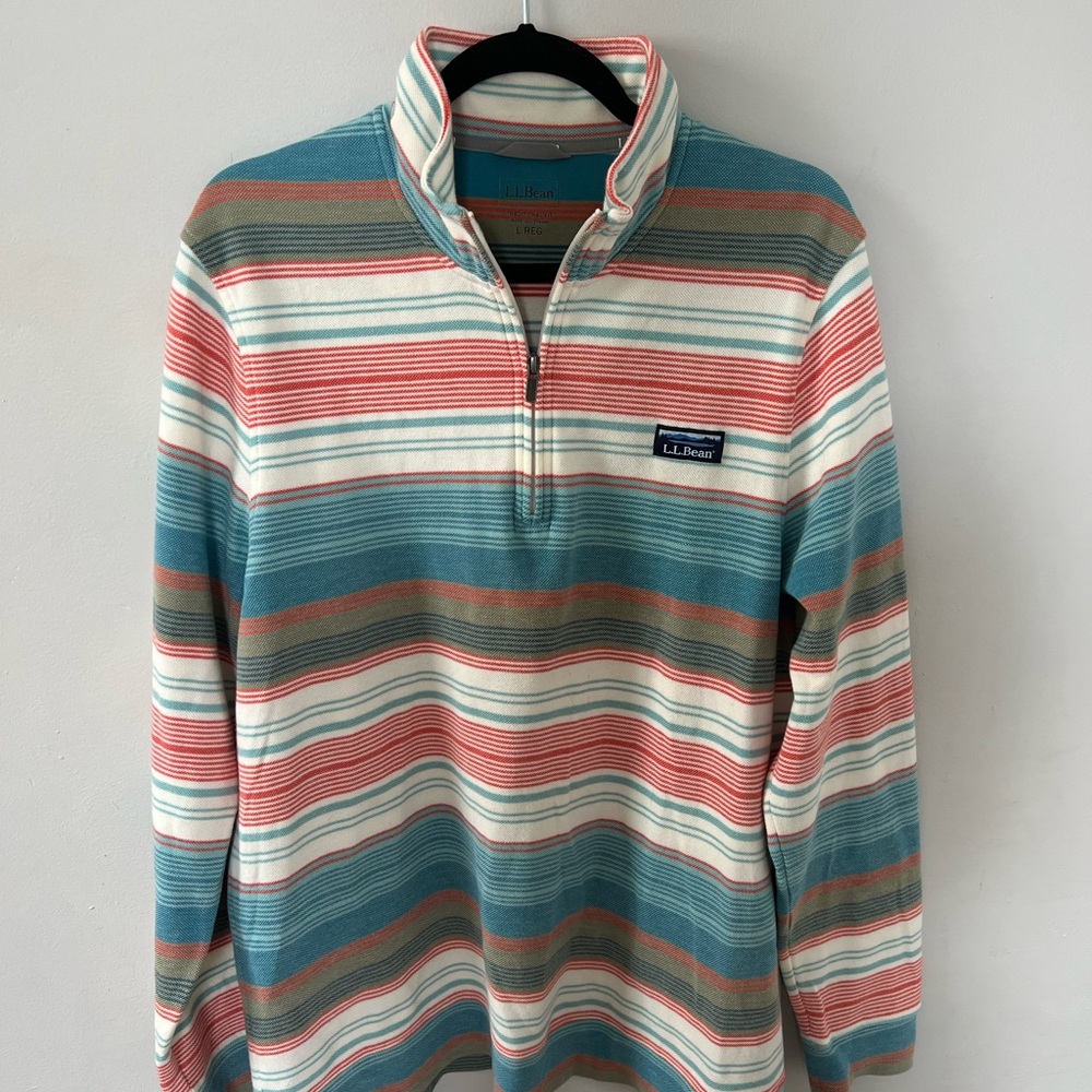LL Bean Men's Performance Quarter-Zip Pullover Sweatshirt, Stripe